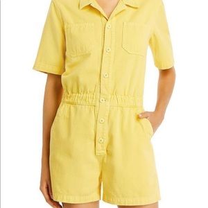 Mother utility yellow denim romper